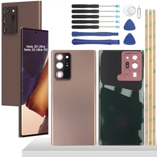 YHX-OU 6.9'' Bronze Akkudeckel für Samsung Galaxy Note 20 Ultra 5G Galaxy Note 20 Ultra Rückseite Glas Backcover Back Glas Ersatz Reparatur Rückseite Set mit Kamera Linse+ Werkzeug
