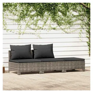 3-teiliges Garten-Lounge-Set, Grau Polyrattan, mit Kissen, Möbel für Terrasse und Balkon, robust und pflegeleicht, 183 x 63 x 55,5 cm - Grau