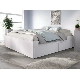 Dmora - Doppelbett Caret, Struktur des Container-Betts, Sommier mit Verkleidung, Matratzenhalterstruktur, 169x205 h39 cm, Weiß