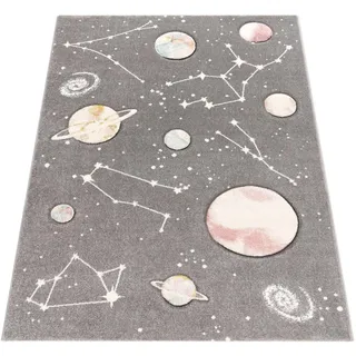 Paco Home Kinderteppich 133/133 cm Cosmo 347 , Grau , Kunststoff , Quadratisch , 133x133 cm , strapazierfähig, für Fußbodenheizung geeignet , Teppiche und Böden, Teppiche, Kinderteppiche