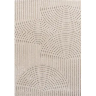 ELLE DECORATION Designteppich »Panglao, eckig, rund und Läufer«, rechteckig, 14 mm Höhe, flauschiger uni Kurzflor, Hoch Tief Struktur, modern, Wohnzimmer, beige