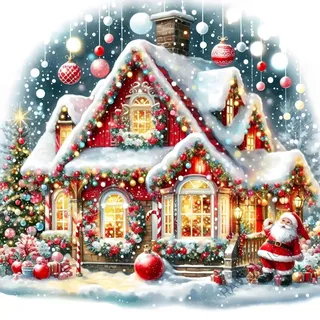 5D Diamond Painting Weihnachten Haus mit Weihnachtsmann, DIY Diamantmalerei Set für Erwachsene,Schneemann Weihnachtsbild für Winter Wanddeko,Christmas Diamond Art Kit für Winterdeko & Geschenk,30x30cm