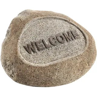 Kobolo Dekostein Dekoration Stein - WELCOME - aus Naturstein - Motiv Willkommen - XXL - - Eingangsbereich Deko Zuhause Home Stein Gartendeko Eingang - Grau