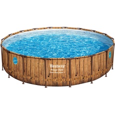 Bestway® Power SteelTM Swim Vista SeriesTM Ersatz Frame Pool ohne Zubehör Ø 549 x 122 cm, Holz-Optik (Pinie), rund
