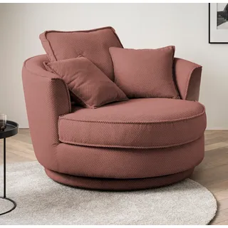 Drehsessel "Comfy" terracotta Web-Velours Loveseat drehbar inkl. Kissen - Orange, Rot