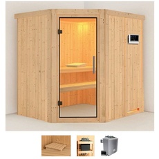 Bild Sauna »Stine«, (Set), 9 KW-Ofen mit externer Steuerung beige