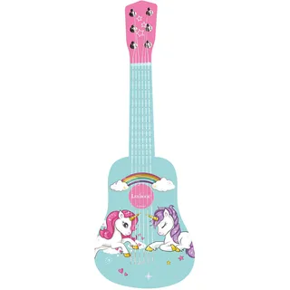 Lexibook Meine erste Gitarre aus Holz Einhorn, 6 Saiten, 53 cm, inkl. Anleitung, Rosa/Blau, K205UNI