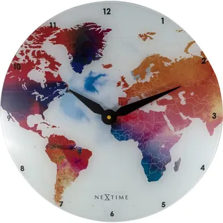 NeXtime 8187 Wanduhr - Ø 43 cm - Glas - Bunt - 'Colorful World'