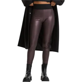 Urban Classics Damen High Waist Aus Lederimitat Mit Hoher Taille - Ladies Faux Leather Treggins Leggings, Rotwein, XXL EU