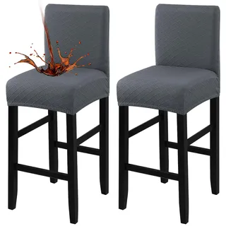 Fuloon Wasserdichter Stuhlhussen für Barhocker - Stretch Jacquard Bezüge Abnehmbar und Waschbar - Schonbezug Mit Rückenlehne für Hohe Stühle