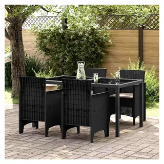 Gartenstuhl Set aus 4 in Anthrazit und Taupe, Polypropylenharz, Stapelstuhl für Garten, Balkon und Camping - Grau, Taupe