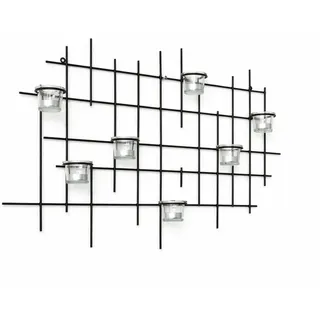 DanDiBo Wandteelichthalter 7-flammig Metall Schwarz 83/9/49 cm , 49 cm , Dekoration, Kerzen & Kerzenhalter, Teelichthalter