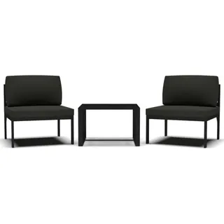 vidaXL 3-tlg. Garten-Sofagarnitur mit Kissen Aluminium Anthrazit - Grau