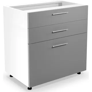Halmar Küchenunterschrank Vento D3S H-80/82 - weiß / hellgrau glänzend - Grau