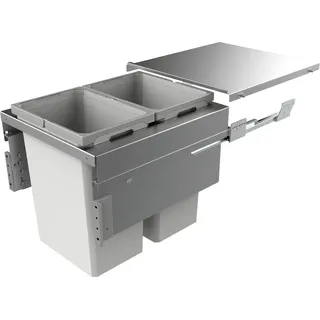 NABER 8012382 Abfallsammler COX CLAN 490/500-2 mit 59 Liter Volumen / für 50 cm Schrankbreite - Silber, Hellgrau