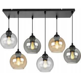 Moderne Elegante Hängelampe Mit Glaskugeln - Schwarz, Transparent, Grau, Gelb