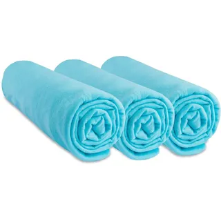 3 Stück Spannbettlaken 70 x 140 cm Kinderbett 70 x 140 cm | 100% Baumwolle Jersey | Türkis | dehnbar atmungsaktiv | Gesunder Schlaf | Marke Easy Dore | Öko-Tex Label | Qualität | Made in Europe