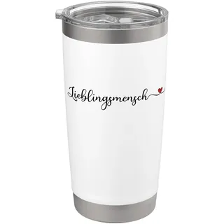 Lieblingsmensch Herz Typografiedesign Doppelwandiger Edelstahl-Thermobecher