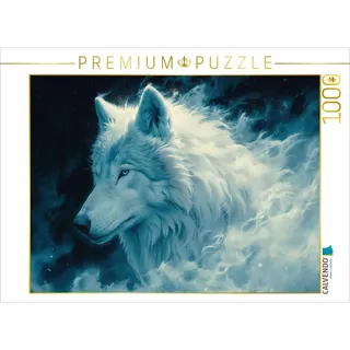 Calvendo Puzzle Nebelweiß: Die Anmut des künstlichen Wolfs im Frostlicht | 1000 Teile Lege-Größe 64x48cm Foto-Puzzle für glückliche Stunden