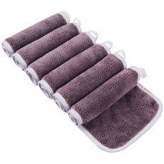 KinHwa Microfaser Waschlappen Make-up Entferner Tuch Waschbar Abschminktücher Ultraweich Waschlappen Gesicht Wiederverwendbar 15cmx30cm 6 Pack Lila