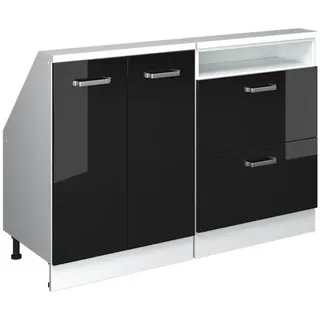 Vicco Küchenschrank FÜR Dachschrägen R-Line Schwarz Hochglanz 120 cm 2er Set , Schwarz Hochglanz, Weiß , Holzwerkstoff , Rechteckig , 120x83.8x46 cm , Küchen, Küchenmöbel, Küchenschränke, Küchenunterschränke