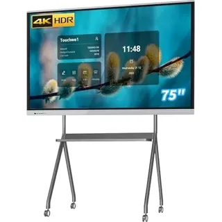 TouchWo 75 Zoll Touchscreen-Monitor Smart Board, 4K Interaktives Whiteboard, Touchscreen Android Bildschirm, Digital Signage Display für Büro,