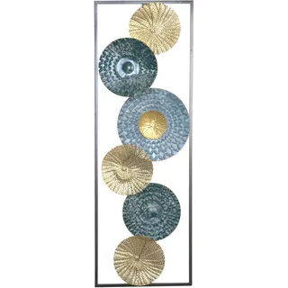 HOFMANN LIVING AND MORE Wanddekoobjekt »Wanddekoration« Kreise in blau gold, aus Metall mit Rahmen, goldfarben