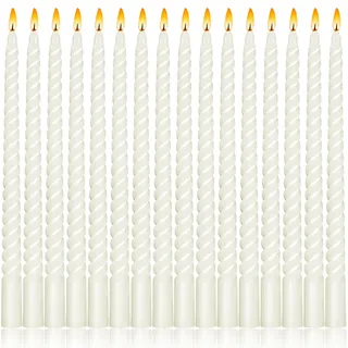 16 PCS Spiral Taper Kinmsito 16 Stück Spiralkerzen,Gedrehte Stabkerzen,25.4cm,Spiralkerzen gedrehte Deko Kerzen,Gedrehte kerzen,Weiße kerzen lang Gedreht für Hochzeit, Party