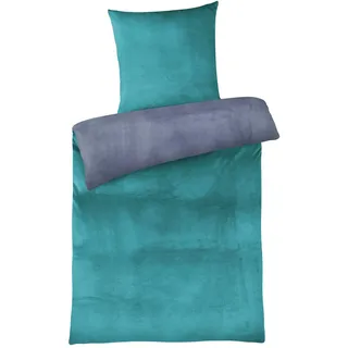 Carpe Sonno Cashmere Touch Bettwäsche 155x220 cm Winter – Anthrazit Petrol | Kuschelige Winterbettwäsche aus Teddy-Fleece-Plüsch | warm & flauschig | Deckenbezug + Kissenbezug 80x80