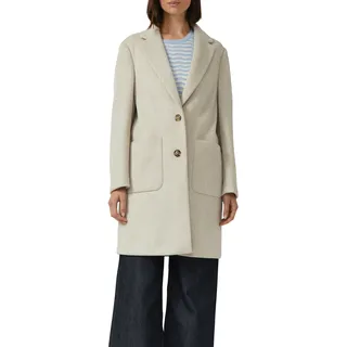 Langmantel S.OLIVER BLACK LABEL, Damen, Gr. 38, beige, Strick, Obermaterial: 90% Polyester, 10% Viskose, unifarben, knielang, tiefer V-Ausschnitt, Mäntel Langmantel, Strick, mit Reverskragen