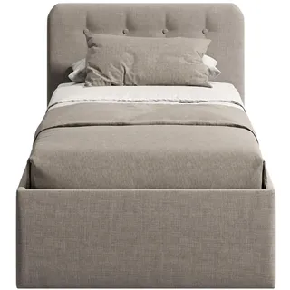 Home Collective Polsterbett mit verstellbarem Lattenrost & Bettkasten, Bonnell-Matratze, 100 x 200 cm in beige , Beige , Holzwerkstoff , H2 , Höhe ca. 15 cm , 100x200 cm , Schlafzimmer, Betten, Polsterbetten