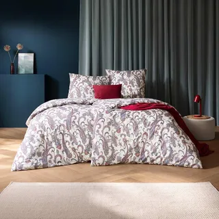 Estella Mako Jersey Bettwäsche 155x220 Saskia blau Paisley ecrue purpur 6547-600 - Blau