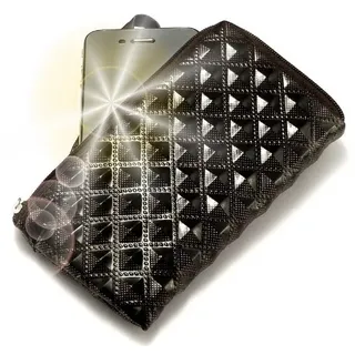 PhoneMate 10012 Handyanhänger Dreamer für Handy und Kreditkarten, echte geprägte Tasche/Skin/Hülle/Brieftasche/Kartenhalter für Motorola EM25, Mitternachtsschwarz