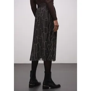Meshrock STREET ONE, Damen, Gr. 46, schwarzest braun, Web, Obermaterial: 95% Polyester, 5% Elasthan. Futter: 100% Viskose, bedruckt, gemustert, bequem kniebedeckend, Röcke Meshrock, Mesh Plissée Rock mit Print