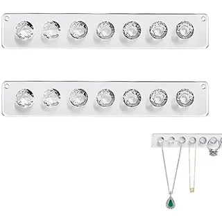 KEWUF Kettenaufhänger, Schmuckaufbewahrung, Kettenhalter, Ketten Aufbewahrung Hängend, Schmuckhalter Wand, Schmuck Organizer für Halsketten, Armbänder (Transparentes Acryl, 2PCS)