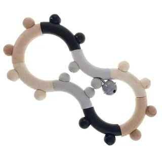Hess Holzspielzeug 11132 - Motorik-Rassel aus Holz, in Form einer Acht, mit beweglichen Teilen, für Babys ab 6 Monaten, handgefertigt, nature schwarz, für Greifübungen