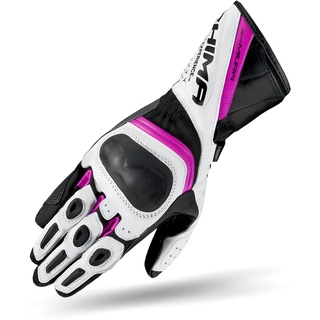 SHIMA Miura Motorradhandschuhe Damen - Touchscreen, Sommer, Sport Leder Handschuhe mit Carbon Knöchelprotektor, Handflächen- und Fingerschieber, Verstärkte Handfläche (Rosa, XS)