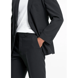 Anzug BONPRIX "Anzug (2-tlg. Set), Regular Fit", Herren, Gr. 58, N-Gr, schwarz (länge: regulär), Web, Obermaterial: 100% Polyester. Futter: 100% Polyester, gepflegt, unifarben, regular fit, Anzüge Anzug, Regular Fit, pflegeleichtes Material, zweiteiliges Set