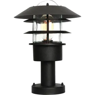 Elstead Lighting Sockelleuchte Edelstahl Glas Metall IP44 E27 inkl. Bewegungsmelder schwarz