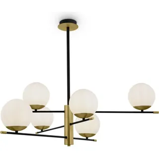 Maytoni Nostalgia Hängeleuchte Weiß Kugeln, 6 Lichtpunkte, Dimmbar, E14 - Gold