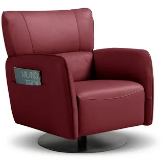 Egoitaliano Sessel Honey Leder 74 x 85 x 85 cm Rot drehbar mit Wipp-Funktion
