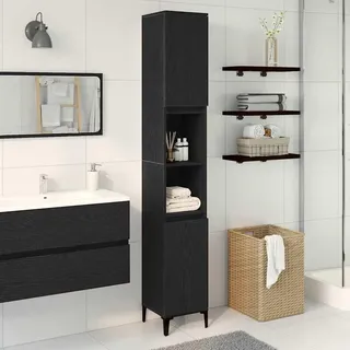vidaXL Badezimmerschrank mit Tür Schwarz Eichen-Optik 30 x 30 x 190 cm - Schwarz