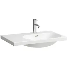 Laufen Lua Waschtisch, 1 Hahnloch, mit Überlauf, 750x460mm, Ablage links, H817085, Farbe: Weiß mit LCC