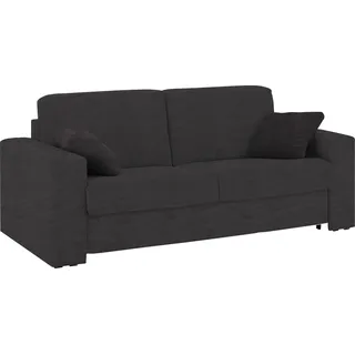 Home Affaire Schlafsofa HOME AFFAIRE "Roma Matratzenhöhe 14 cm", schwarz, B:220cm H:85cm T:100cm, Struktur/Luxus-Microfaser (100% Polyester);Struktur fein ( 100% Polyester), Sofas, Schlafsofa, Dauerschlaffunktion, mit Unterfederung, Lattenrost, Matratze