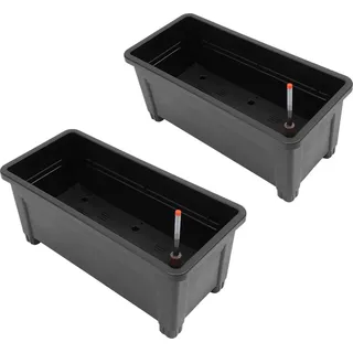 Blumenkästen Garten - Erhöhte Pflanzkästen - 2er-Set - Rechteckig - Außenbereich - Schwarz