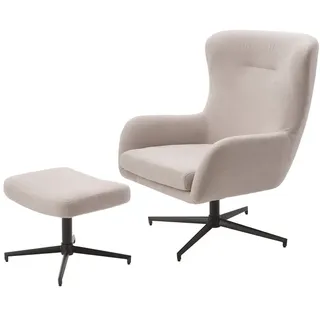 Lounge Sessel mit Hocker Aberdeen Bezug beige 70 / 50xSessel 92 40xSessel 88 40 cm
