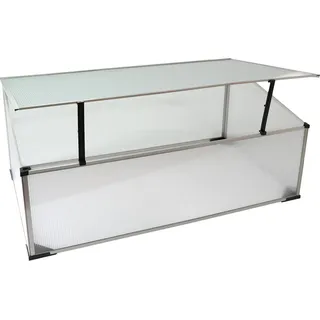 Frühbeet aus 1 mm starkem Aluminium, Treibhaus mit Aufstelldach, Frühbeetaufsatz - Silber