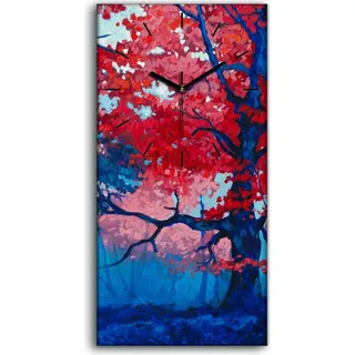 Dekor Leinwand Uhr Wandbilder 30x60 Landschaft Herbst Baum Wald Malerei - schwarze Hände - Rot
