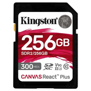 Kingston Canvas React Plus 256GB SDXC Speicherkarte UHS-II 300R/260W U3 V90 for Full HD/4K/8K - SDR2/256GB