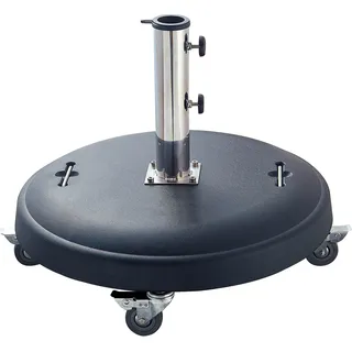 DEGAMO Schirmständer Ständer Sonnenschirm 50kg rund, Beton schwarz, mit 4 Rollen - Braun